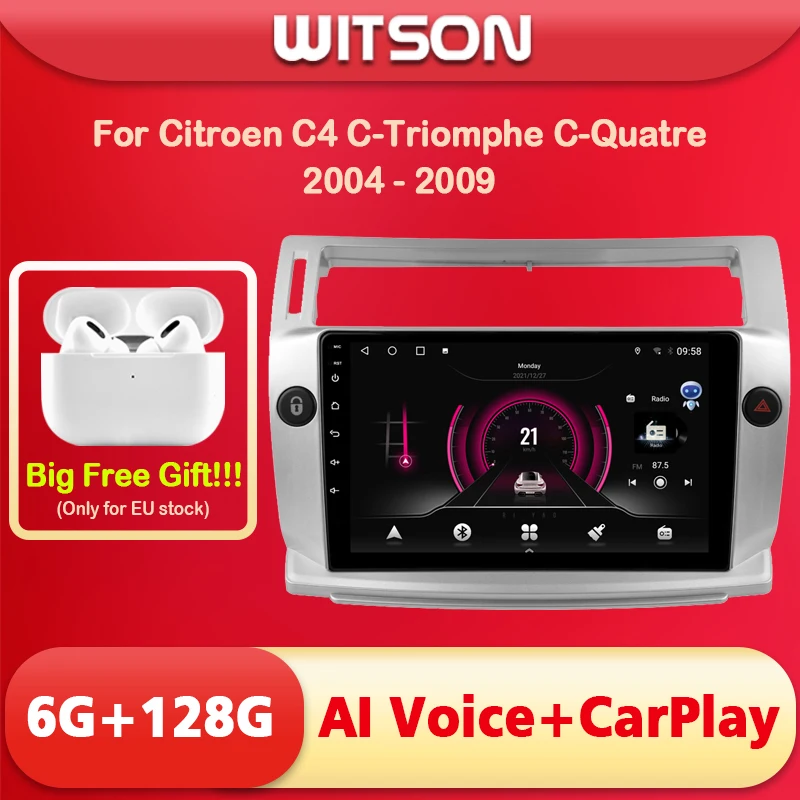 

WITSON 9 inch BIG SCREEN Android 11 AI VOICE 2 Din in Dash Car radio For CITROEN C4 C-Triomphe C-Quatre 6RAM 128ROM auto stereo