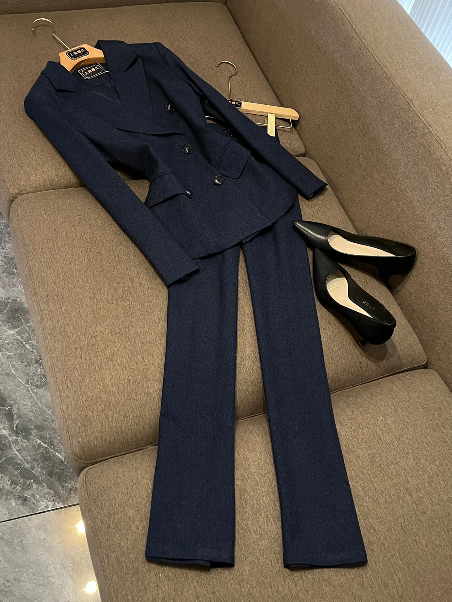 

Faionable приталенный женский костюм, комплект из двух предметов, профессиональный деловой повседневный костюм, осенне-зимняя одежда OK98