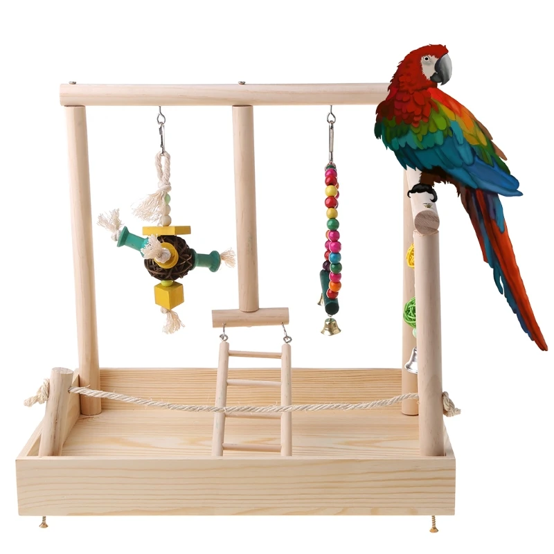 2022 New Parrot Swing Climbing Ladder Desktop Stand Wooden Playground Training Perch Toy