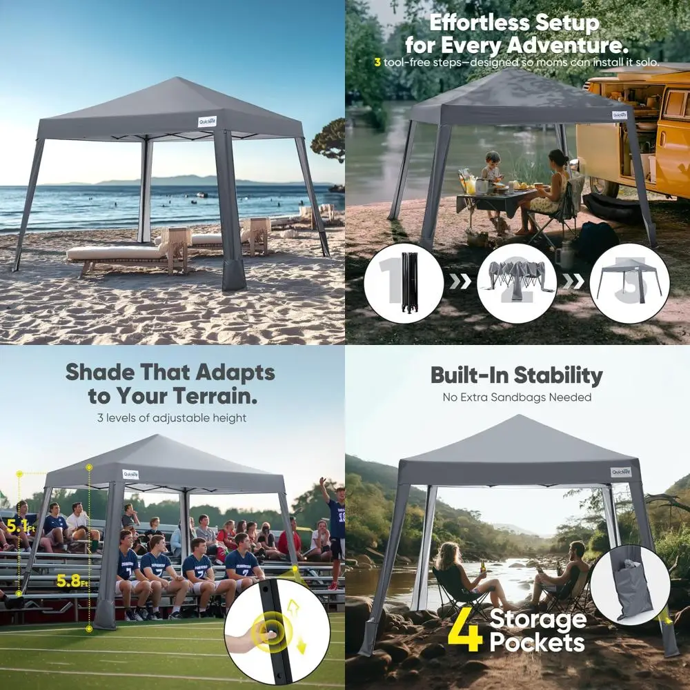 

Portable Lightweight 10x10 Canopy Tent with Sun Protection, Ideal for Beach and Sporting Events, Versatile Outdoor Shelter