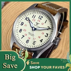 Tandorio 39mm 20ATM Diving Field Watch Beige Dial NH35 PT5000 Movement Mechanical Watch For Men Sapphire Glass Rejor 2024