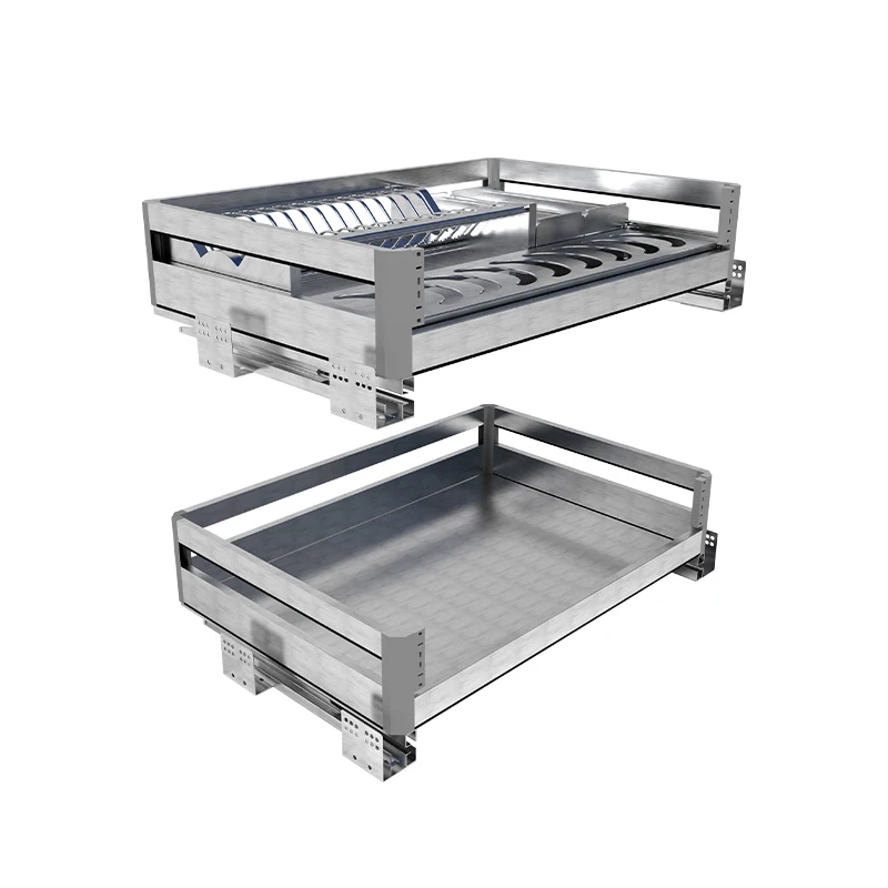 sv-Stainless Steel No Finger Print Kitchen Drawer Basket Kitchen Design Pull Out Storage Basket in Cabinet！
