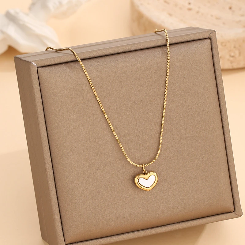 Stainless Steel Fashion Jewelry Seashell Heart Charm Chain Choker Necklaces Bracelets Earrings For Women Christmas girl\'s Gifts