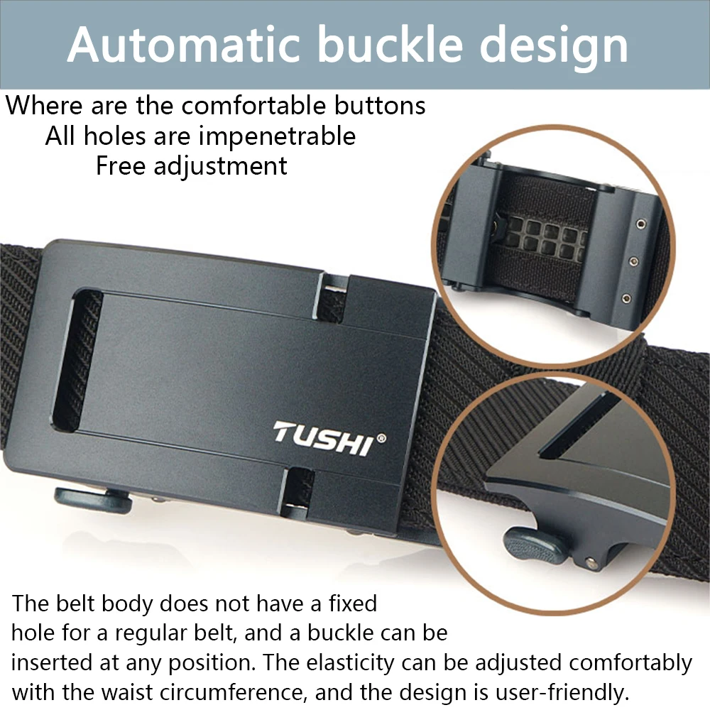 TUSHI Tactical Pistol Airsoft Belt for Men Metal Automatic Buckle Military IPSC Belt 1100D Tight Nylon Casual Belt Male Girdle