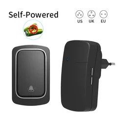 Smart Outdoor Wireless Doorbell Self-powered Waterproof Wireless Bell 2 In 1 EU US Plug No Battery Button Chime Ring Doorbell