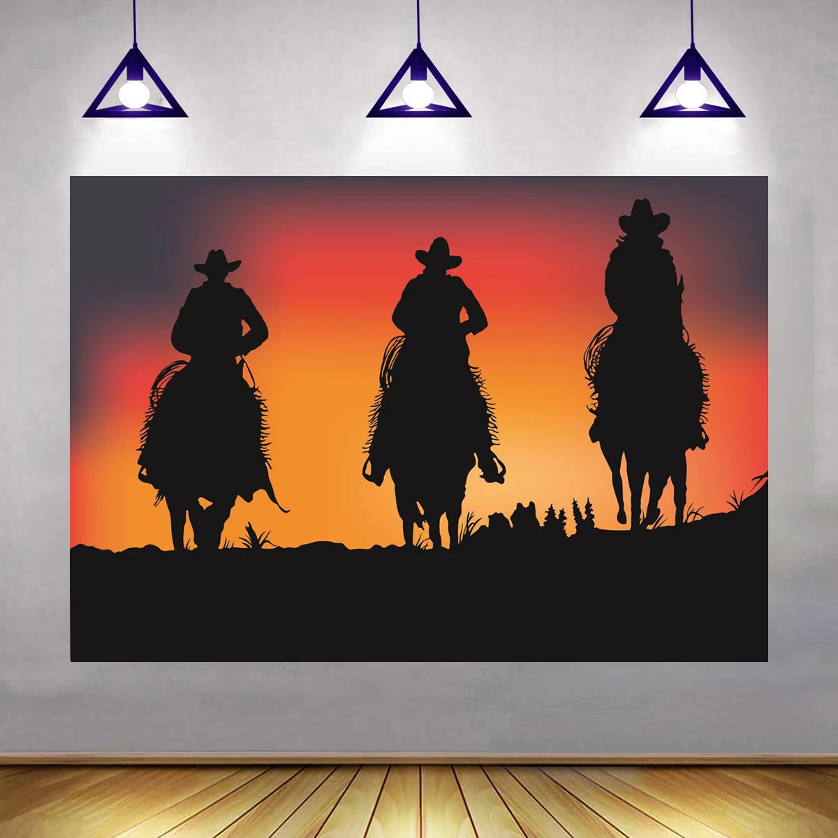 American Western Cowboy Party Backdrop Canyon Rancho Horse Rodeo Sunset Birthday Decor Banner Supplies for Kids Boy Decorations