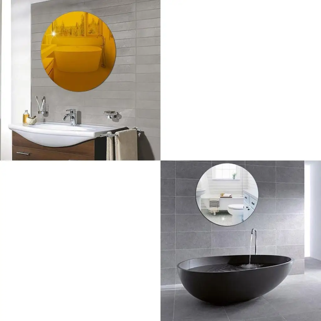 62KD Wall Mirror Sticker Adhesive Removable Round Wallpaper for Home Living Room