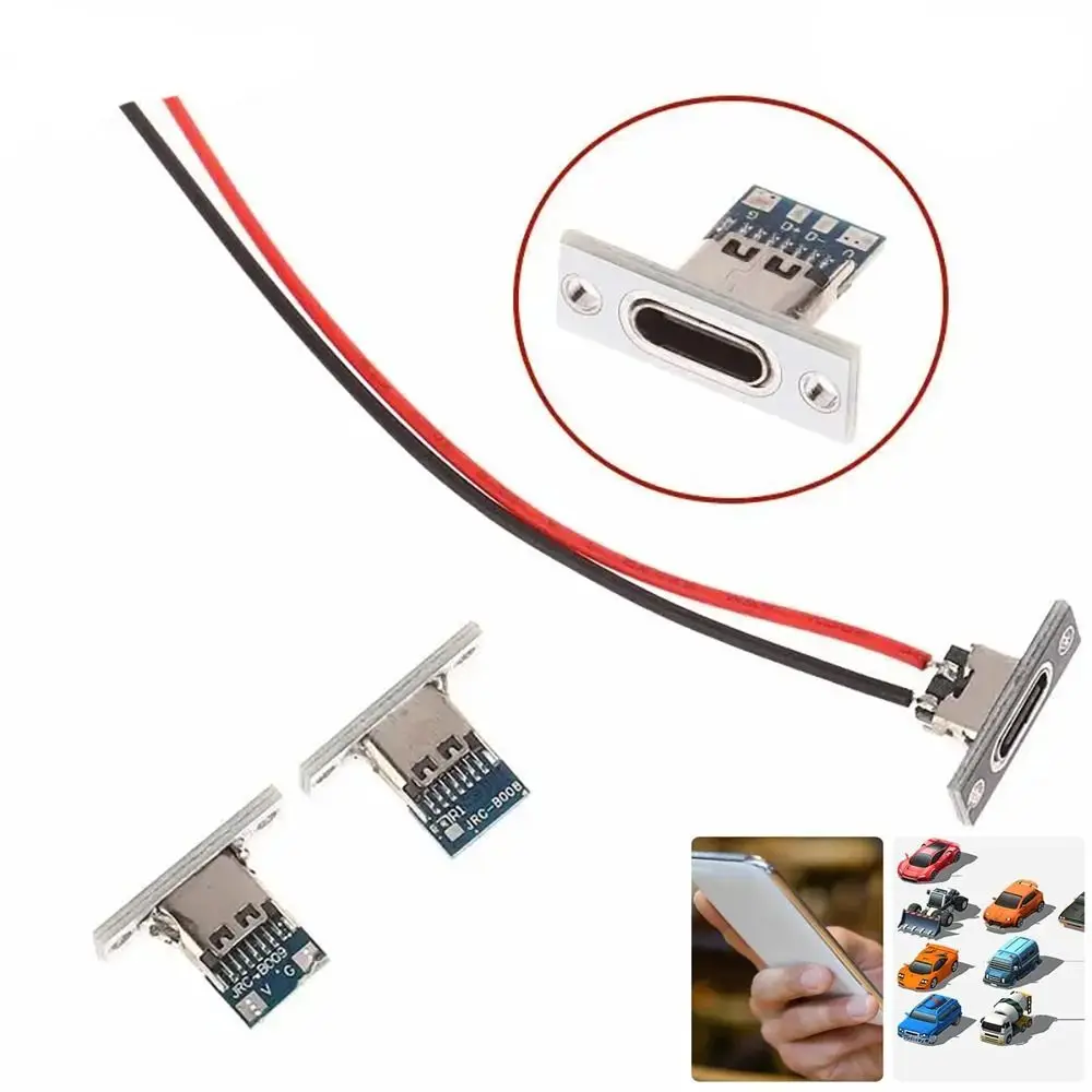 Разъем USB Type-C 2-контактный 2-контактный 2-контактный водонепроницаемый разъем для пайки, гнездовой разъем для зарядки, разъем USB типа C