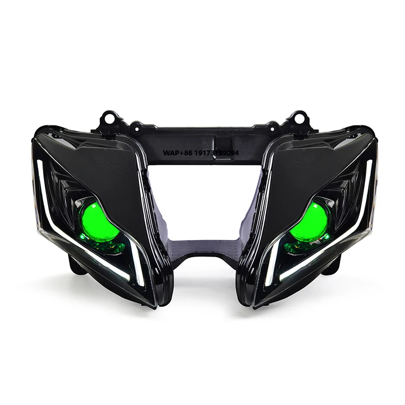 

2016-2020 Ninja ZX10R ZX 10R Full LED Front Headlight Assembly Optical Fiber Blue DRL Headlamp for Motorcycles US Stock