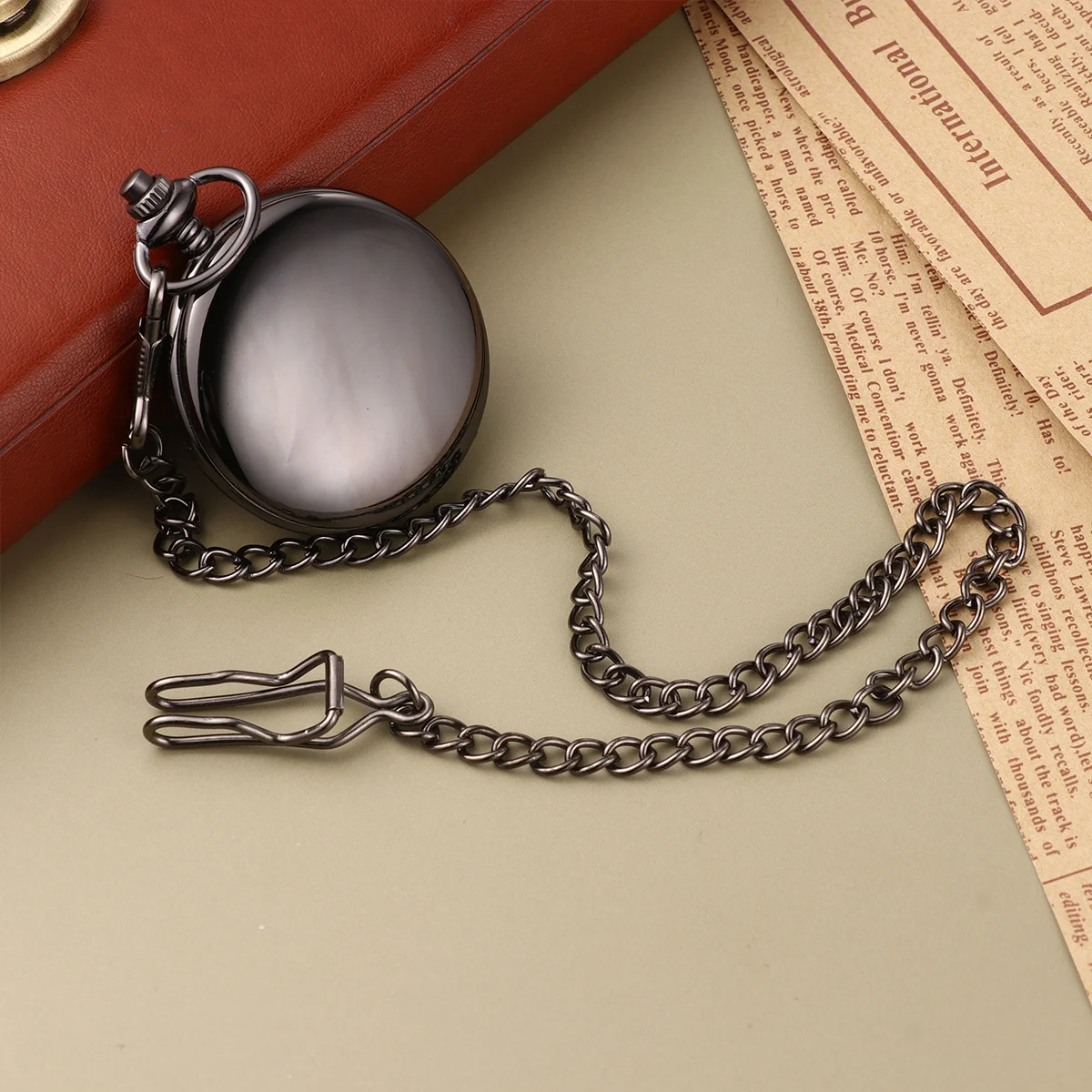 1개 블랙 스무스 포켓 워치 합금 쿼츠 레트로 디자인 롱 체인 착용 가능한 시계 남녀 모두에게 이상적인 선물 패션