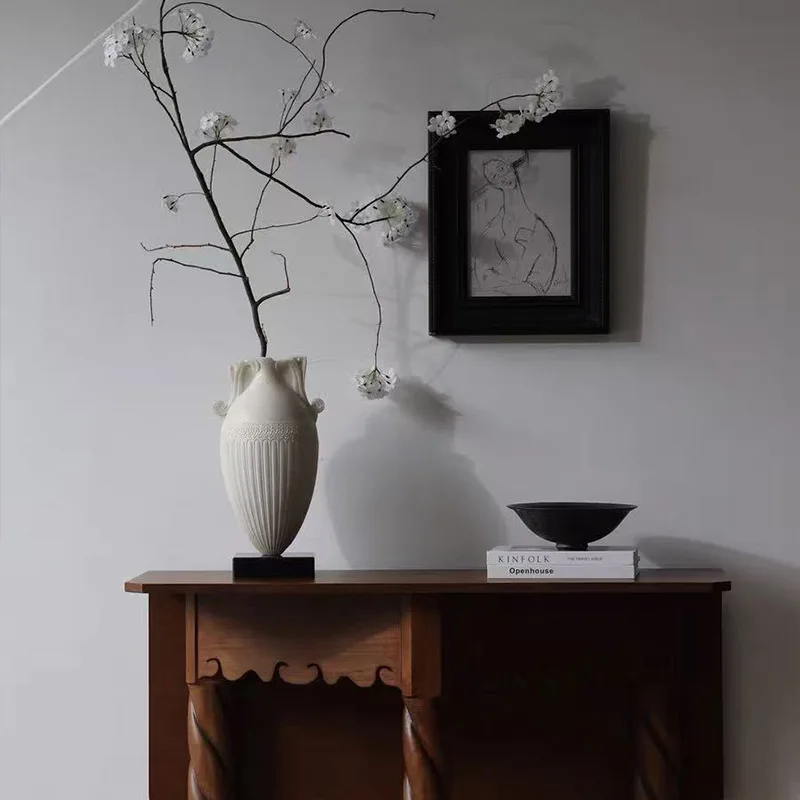 DSA wabi-sabi mid-ancient style high-end art flower ware ornament model house sales office living room entrance TV cabinet