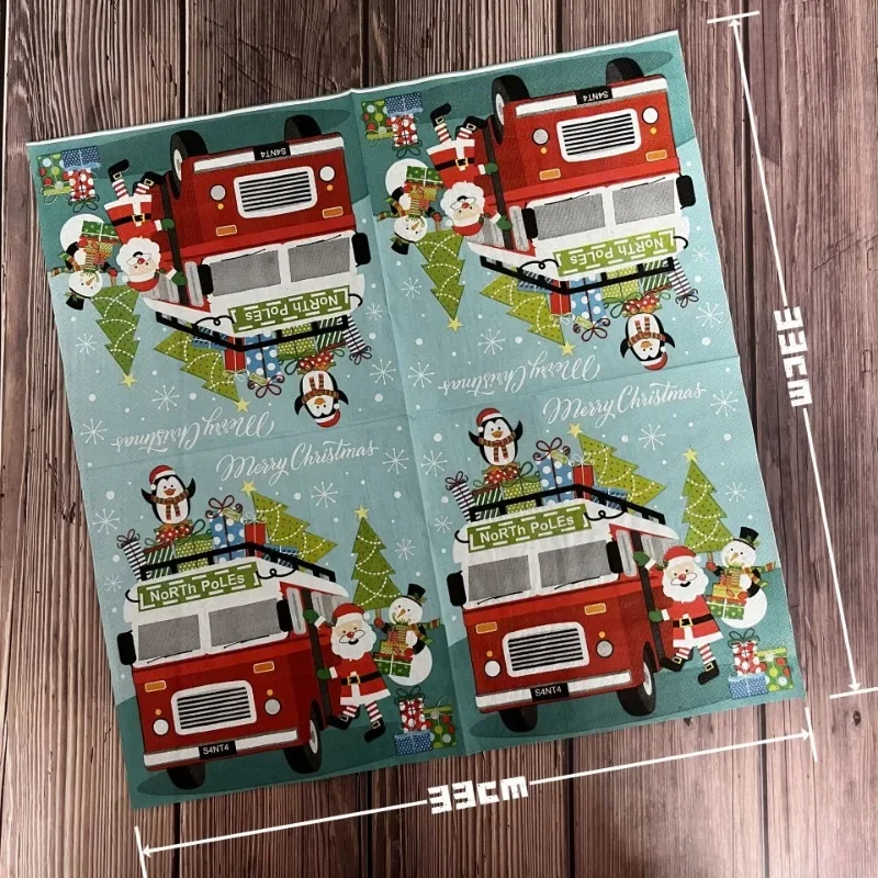 10/20pcs 33CM New Snowman Bus Colourful Napkins Christmas Ambience Paper Placemats Party Drawing Paper Butterfly Bartlet Paper