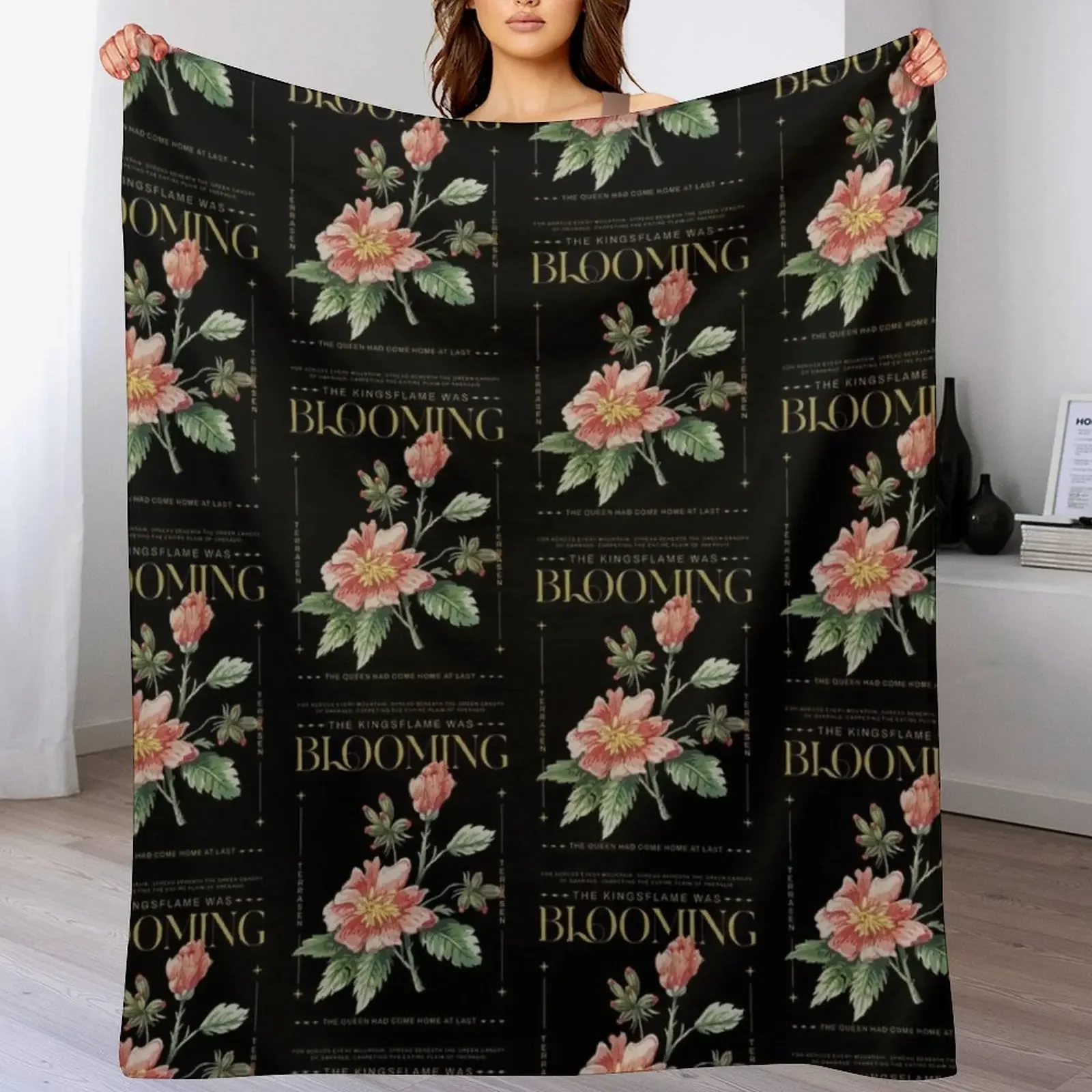 Throne Of Glass The Kingsflame Was Blooming Throw Blanket Furry Flannel Blankets