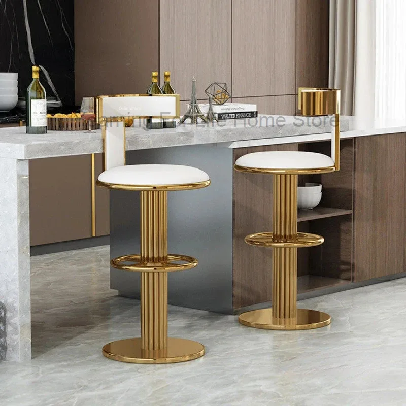

European Luxury Leather Bar Chairs Swivel Bar Stools Home Kitchen Furniture Household High Bar Chair Modern Simple Bar Stool