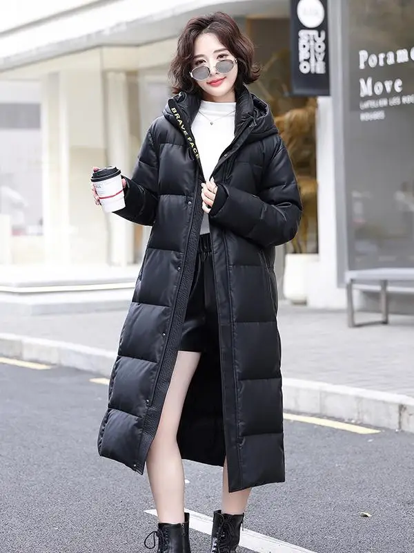 2024 nueva llegada de invierno de las mujeres de longitud media de piel de oveja abajo Jaet Thiened largo Sve cierre de cremallera abrigo de piel suelto