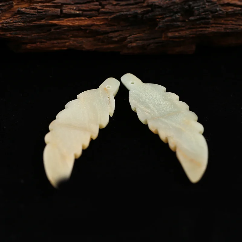 Beads for Jewelry Making Rainbow Jasper Carved Leaf Earring Bead,Handmade Jewelry Earrings Accessories For Women 35x8x3mm 2g