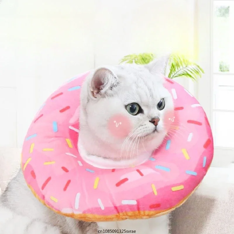 Adjustable Cat Recovery Collar Donuts Cat Elizabethan Collar Pet Dog Neck Cone Recovery Collar for Anti-Bite Lick Surgery