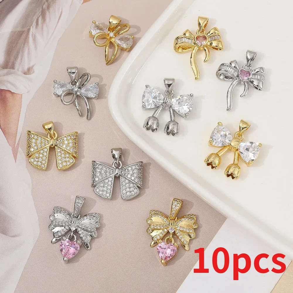

10PCS Gold Color Brass with Zircon Butterfly Charms Pendants for Necklace Bracelet Earrings Jewelry Making Accessories
