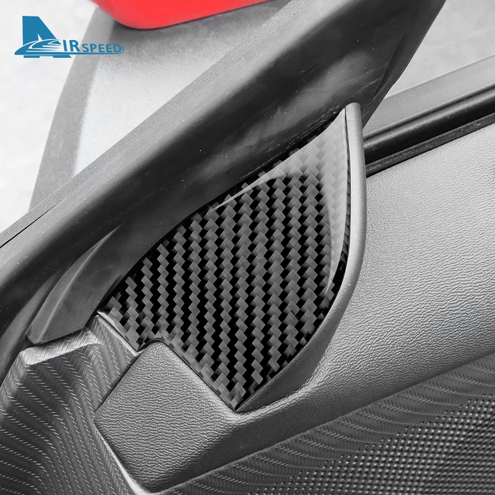 Real Soft Carbon Fiber Sticker For Ford Mustang GT 2024 2025 LHD RHD Car Door Inner Triangle Panel Interior Trim Accessories