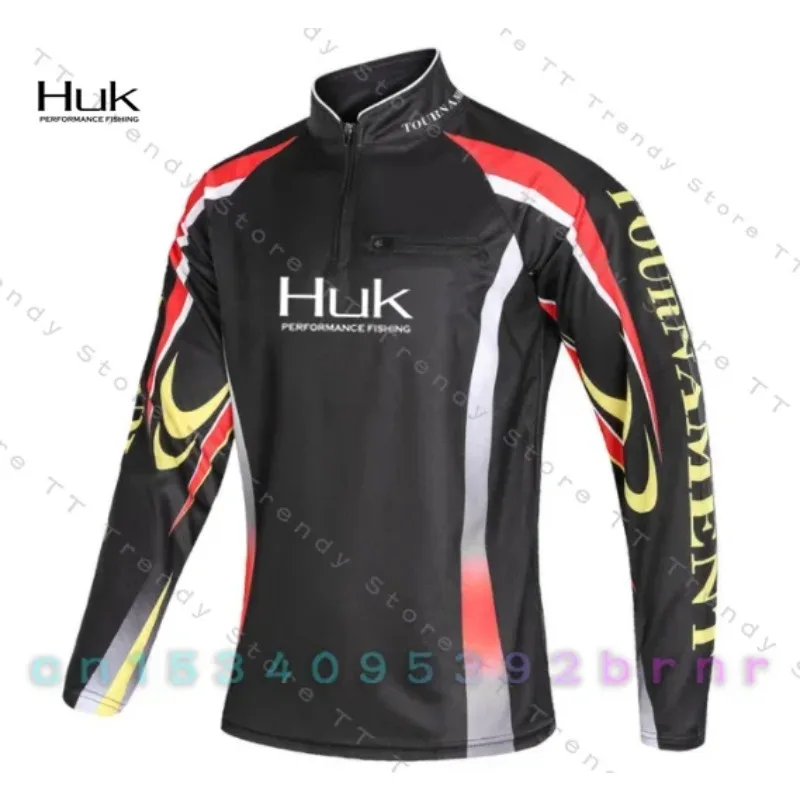 HUK ملابس الصيد الرجال الصيف بلايز ارتداء ملابس الصيد قميص طباعة جيرسي Camisa دي Pesca الصيد سترة طويلة الأكمام Uv قميص