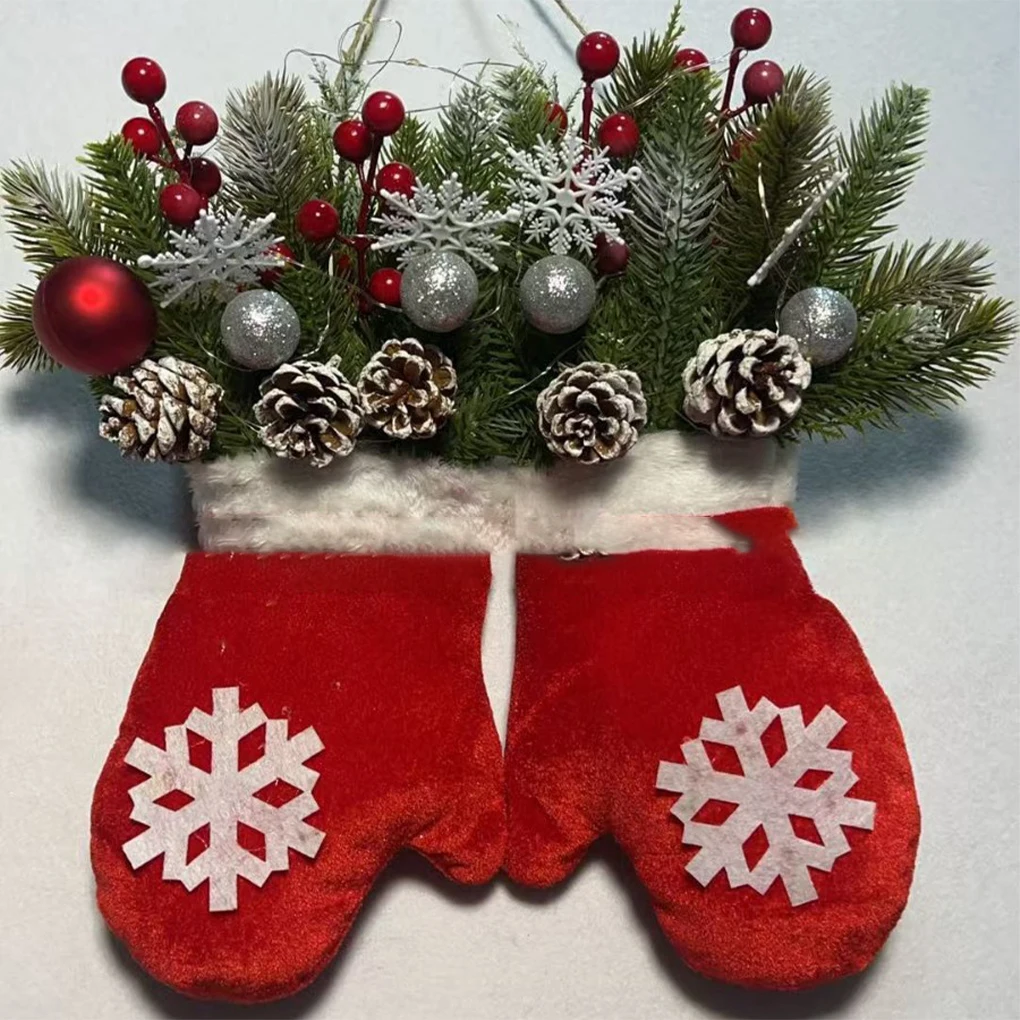 

Рождественский венок со светодиодной подсветкой в виде мерцающей варежки для уютного праздничного настроения, с хорошей текстурой и долговечностью, 35*40