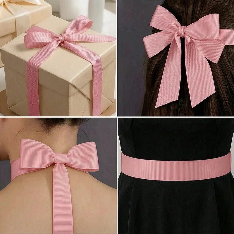 (10 Meters/roll) Pink Meat Grosgrain Ribbon Wholesale Handmade DIY Decoration Gift Wrapping Christmas Ribbons