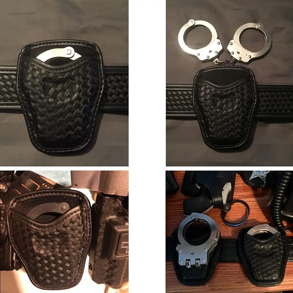 Tactical Handcuff Case for Duty Belt,1680D Nylon/Leather-like, Rotatable & Layered Security Holster (9 Styles), Cuff Case Pouch