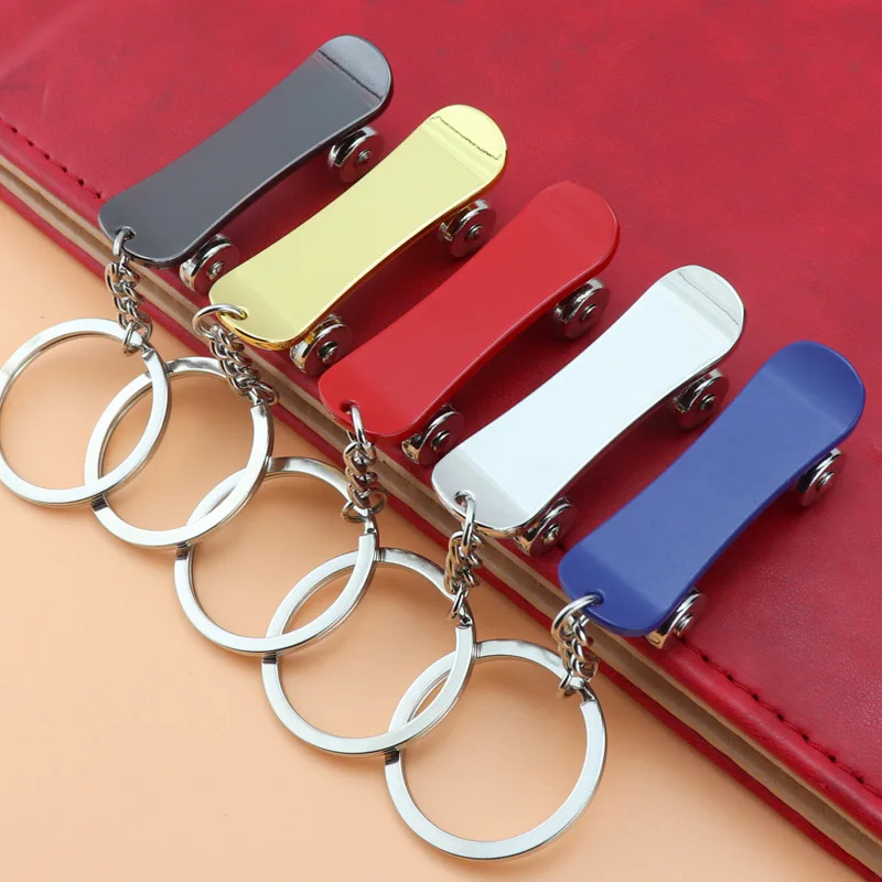 1Pc Creative Fingertip Scooter Keychain Alloy Decompression Artifact Roller Skating Keychain Metal Finger Skateboard Keychain