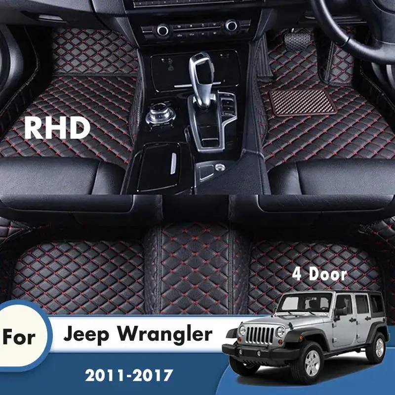 

Автомобильные коврики для Jeep Wrangler 4-дверный (2011-2017) с правым рулем, на заказ, из кожи, для салона автомобиля