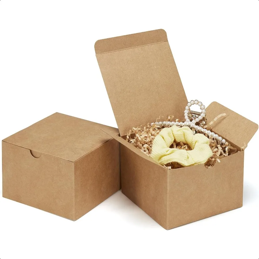 

Brown Gift Boxes 5x5x3.5 25 Pack Kraft Paper Gift Boxes with Lids for Gifts Crafting Wedding Birthday Party Cupcake