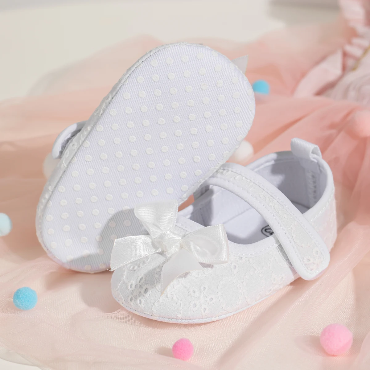 KIDSUN White Toddler Princess Shoes Bowknot Cotton Soft Sole Infant First Walkers Shoes Evening Wedding Baby Girl Dress Shoes