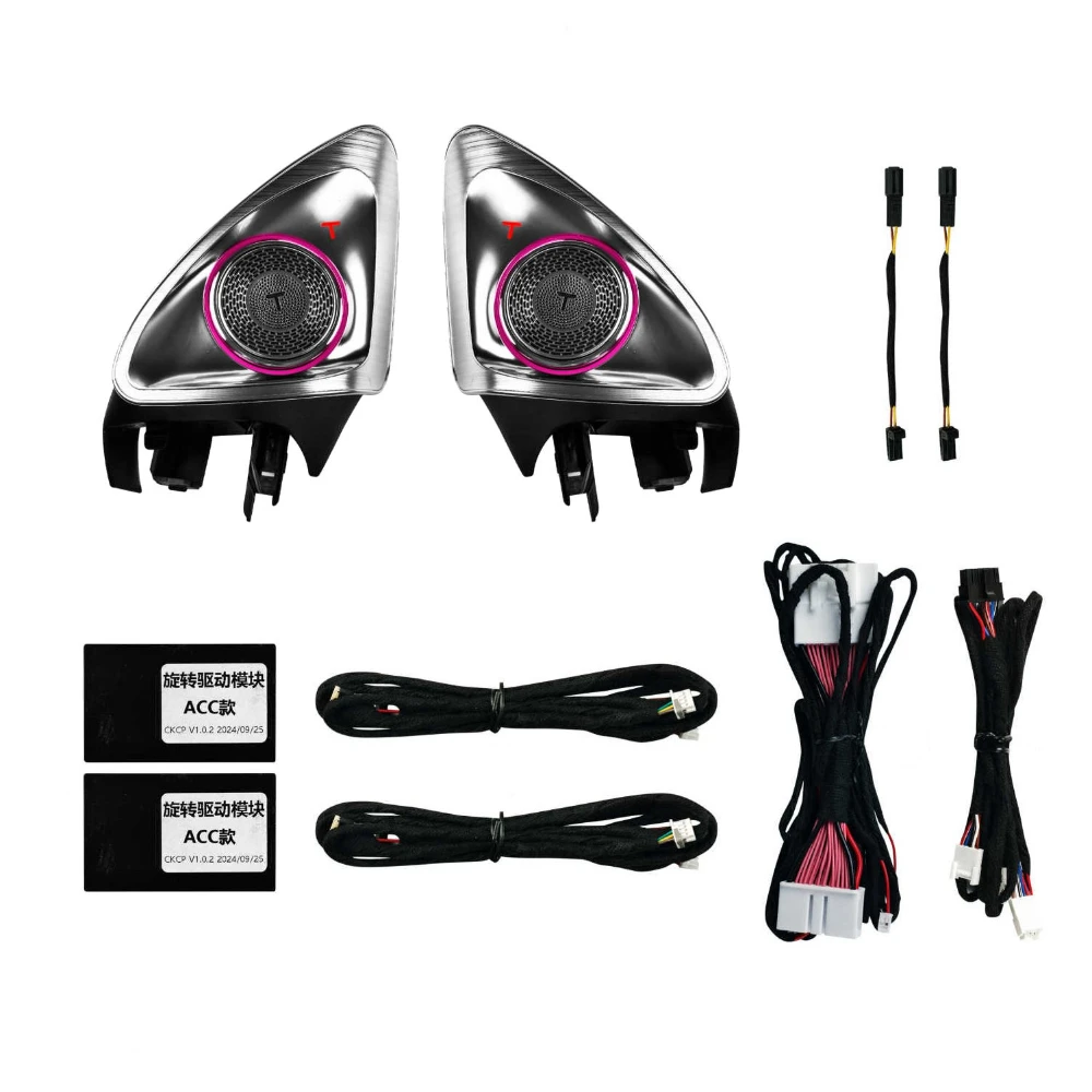 

For Tesla Model Y 2025 Daybreak Edition NEW 4D Rotating Treble Tweeter Speaker Interior Ambient Light Set Horn Cover Accessories