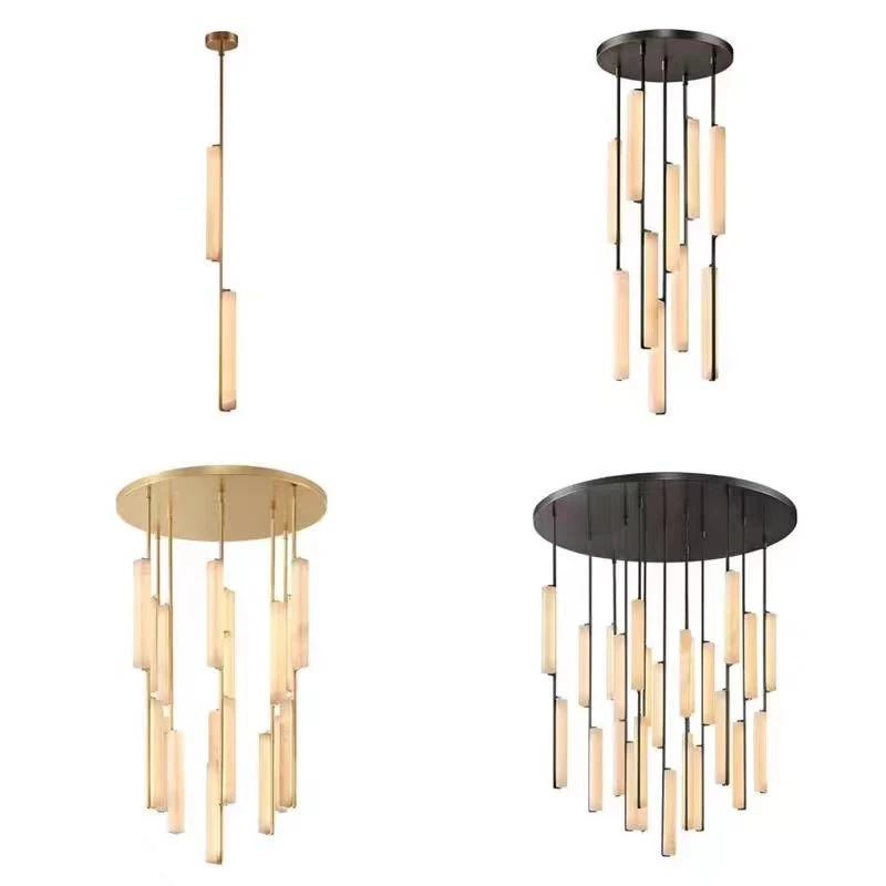 Build Your Home With Our Natural Alabaster Black American Led Marble Chandelier Lighting Lustres Hanging Lamps For Living Room