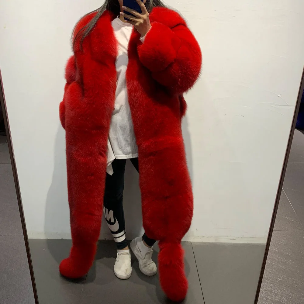Real Fur Coat Long Full Pelt Ladies Fox Coat Women Warm Winter Natural Fur Cloth