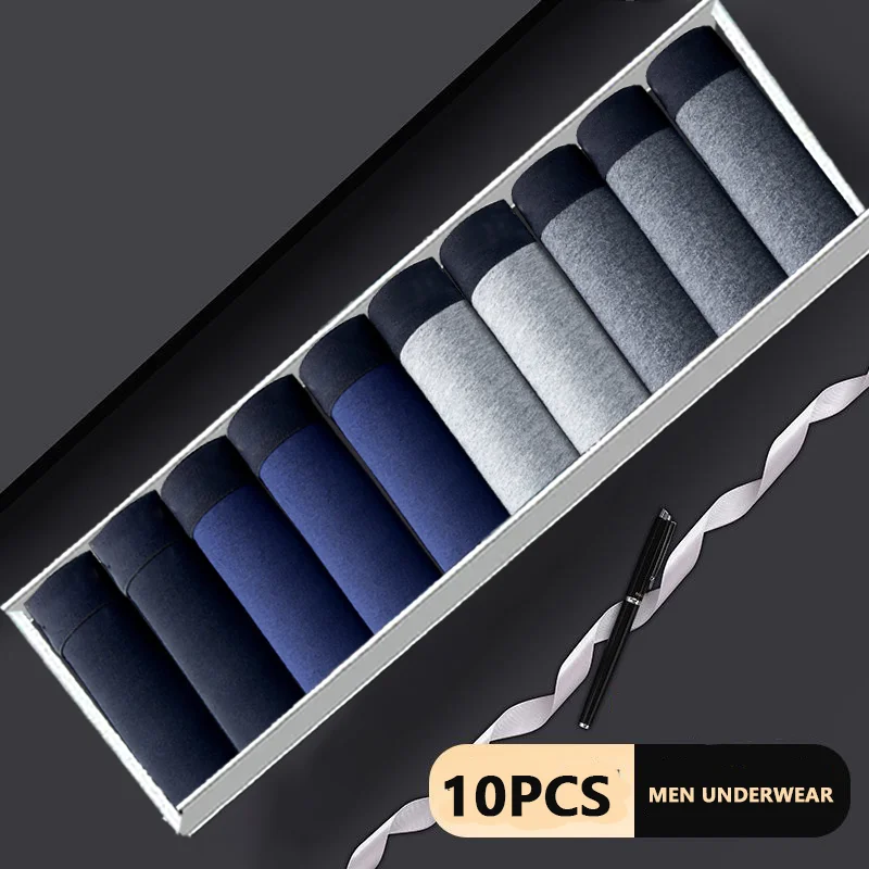 10 pçs roupa interior masculina moda alta estiramento boxer shorts respirável macio masculino confortável plus SizeL-4XL