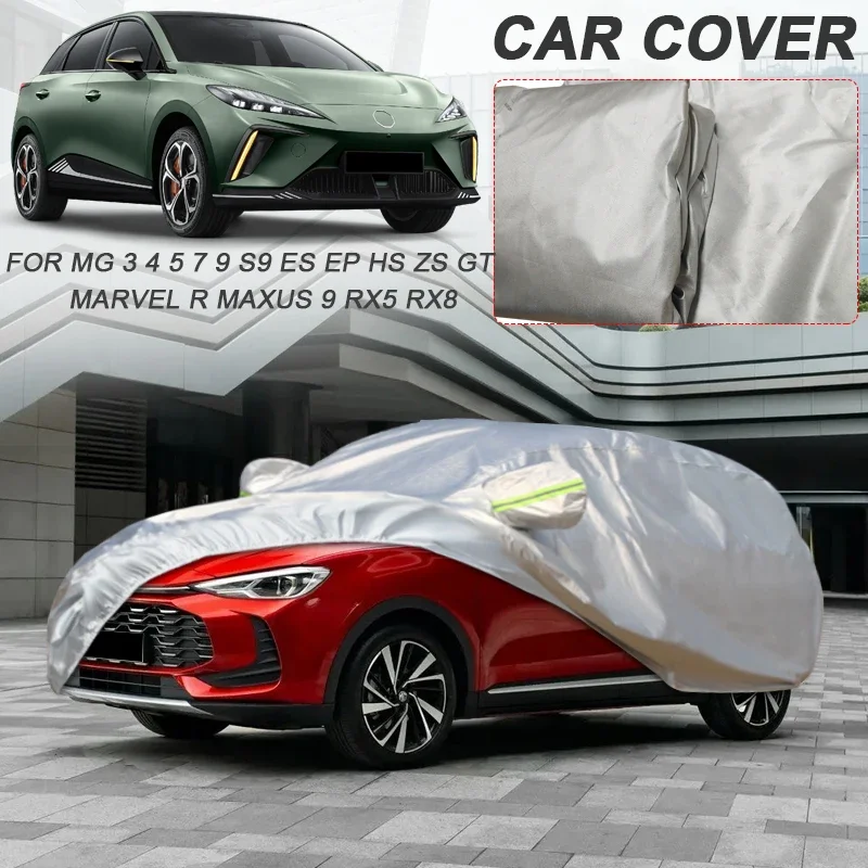 210T Polyester For MG MAXUS 9 MG3 MG4 MG5 ES EP GT MG7 MG9 RISHING F7 HS S9 RISING R7 ZS RX5 RX8 RX9 Waterproof Car Cover