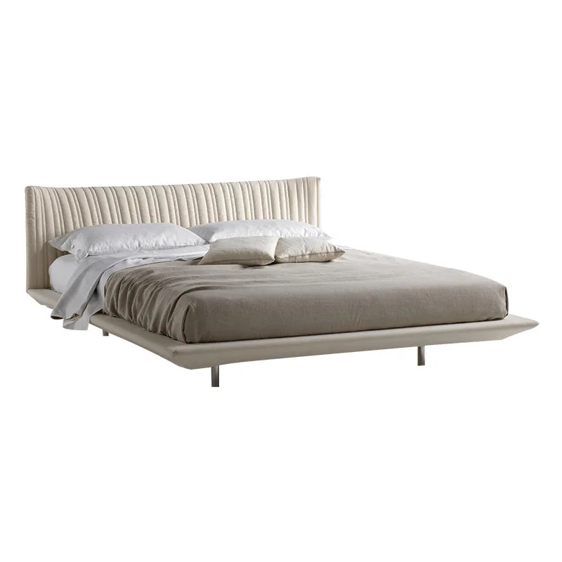 

Italian, minimalist, leather bed, suspension, modern, fabric, light luxury, cream style