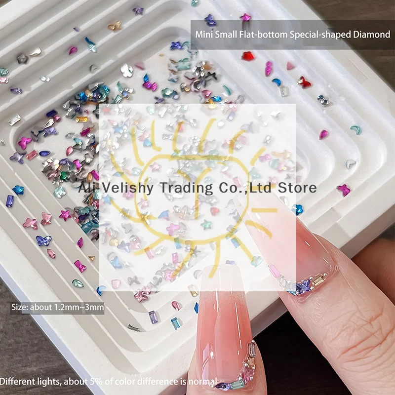 1440Pcs Multi-shape Mixed Resin Rhinestones Nail Charms Shiny Flat Back Diamonds Gems DIY Nail Art Decorations