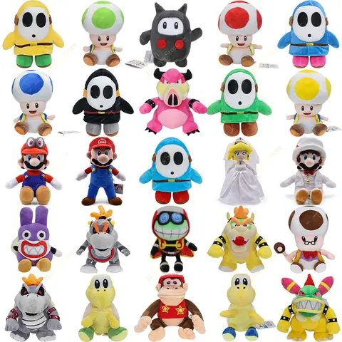 Anime Mario Bro's Plush Wonder Shy Guy Super Star King Boo Ninji Nabbit Waluigi Toad Stuffed Peluche Doll Toys Kids Xmas Gift