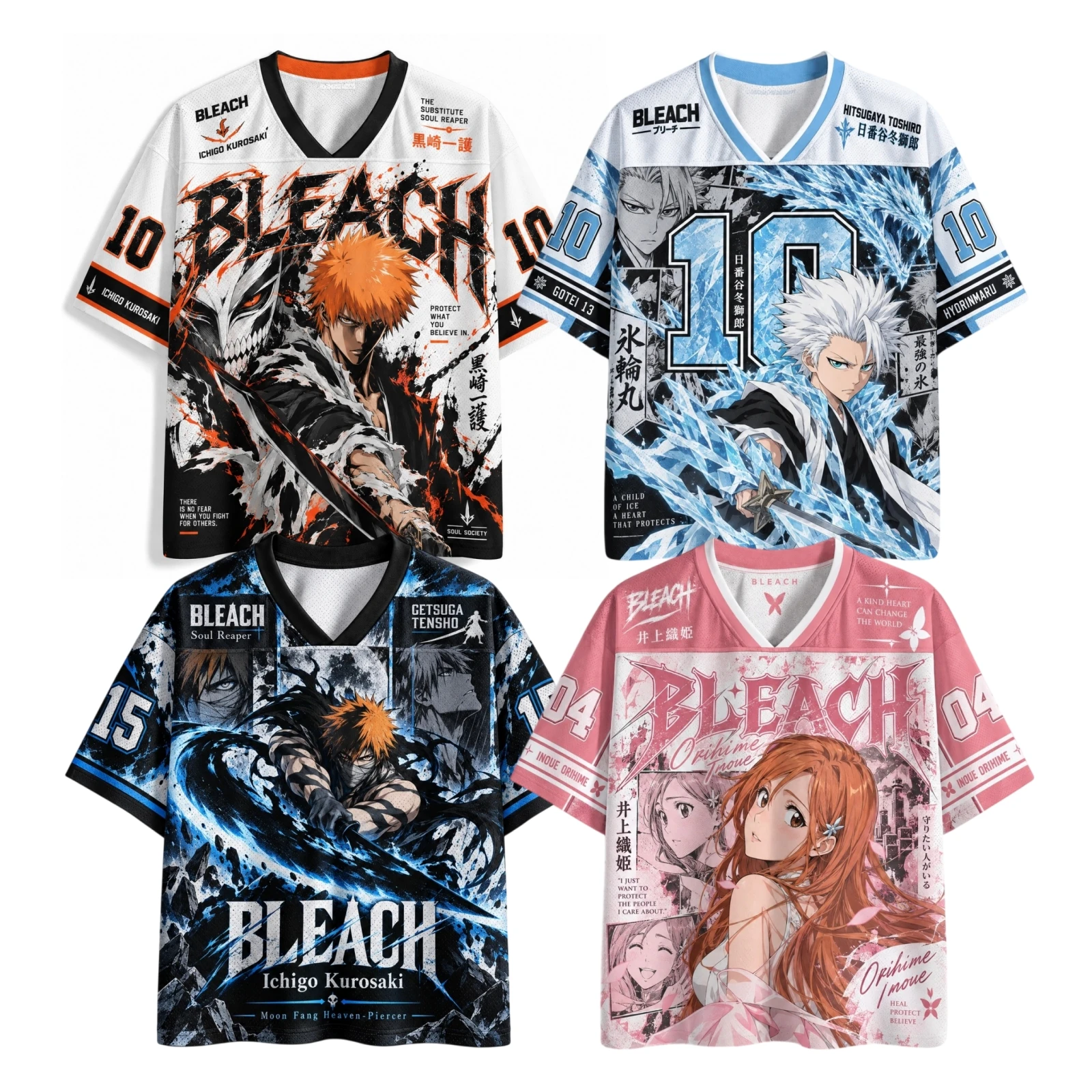 Japanese Anime BLEACH Thousand-Year Blood War Print Breathable Football Jersey Family Men Women Adults Kids Athleisure T-Shirt