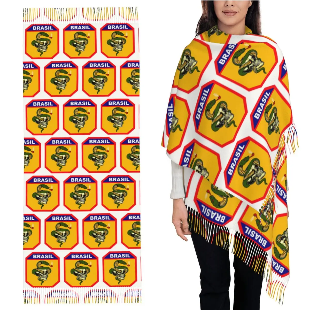 

The Smoking Snake Brazilian Expeditionary Force Pacht Tassel Scarves for Women Shawls and Wraps Long Fall Winter Shawl Wrap