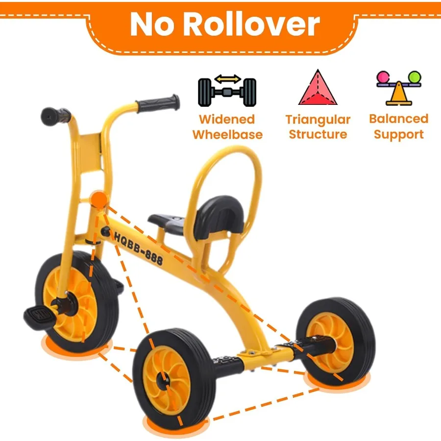 2～6歳向け三輪車 ビッグホイール トライクバイク 保育園・幼稚園向け 屋外用三輪車 エアーレスタイヤと滑り止めペダル付き ギフト