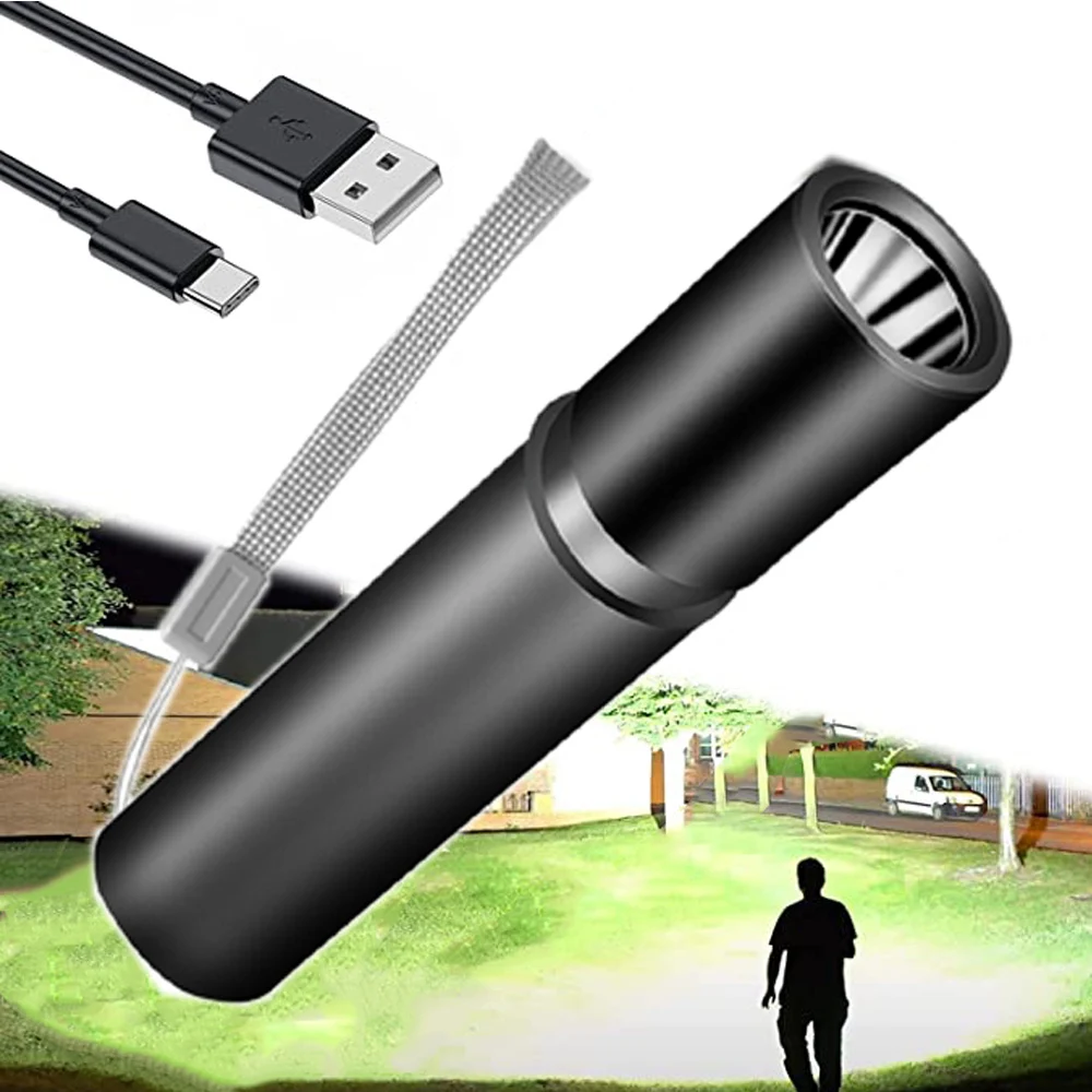 USB Rechargeable Portable Flashlight Power Bank Flashlight Dual Use Long-range Led Torch T6 Highlight Wick Large Capacity