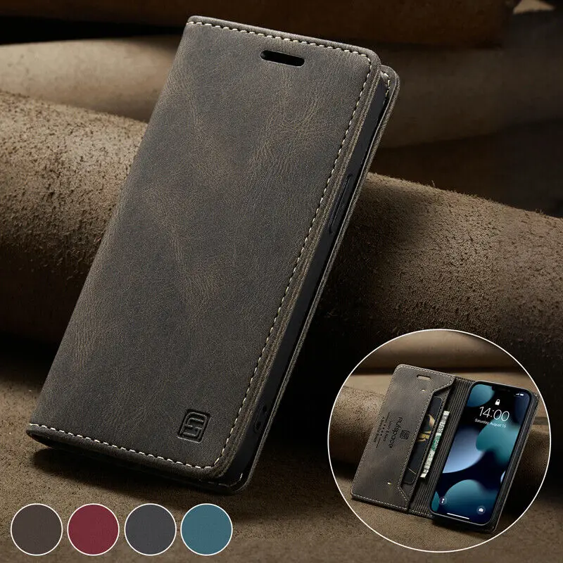 

Business Magnetic Flip Leather Case For iPhone 15 Pro Max 14 Plus 13 12 11 SE 2022 2020 X XR XS 8 7 With Wallet Card Slot Cover