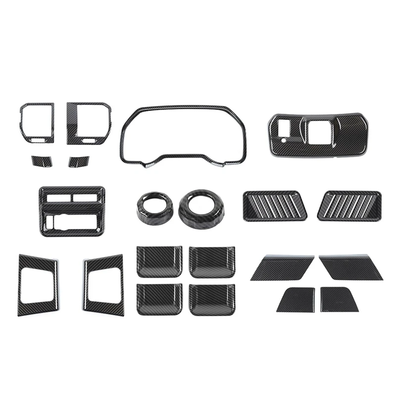 

21PCS Interior Kit Cover Trims, Air Outlet Cover, Dashboard Cover For Ford F150 2021 2022, ABS Carbon Fiber