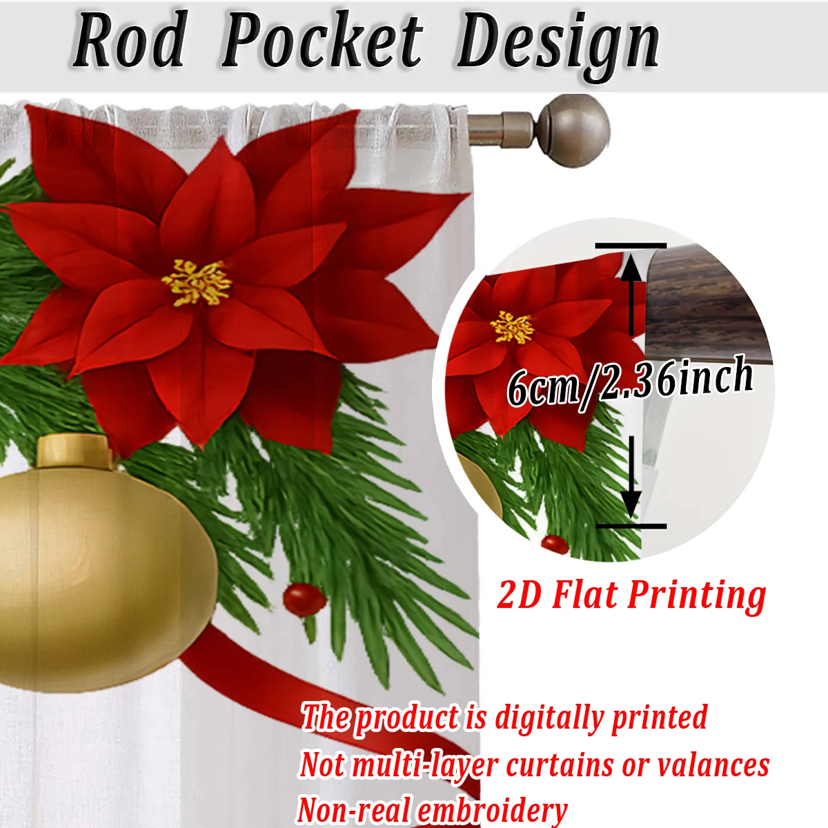 عيد الميلاد الطباعة المسطحة المطبخ شير الستار مع عيد ميلاد سعيد البونسيتة القوس زخرفة لعيد الميلاد ديكور المنزل الطرف