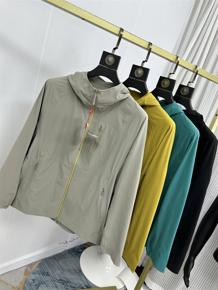 

Faionable Outdoor Thin Full Glue Jaet Windproof Water Repellent Qui Dry Hooded Men's Fiing Clothing Urban Sle Long ...