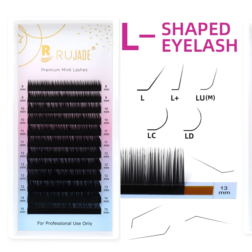 RUJADE L L+ LC LD LU(M) Curl Individual Eyelash Extensions Natural Faux Mink Russian Volume Makeup Lashes L M Eyelashes Supplies