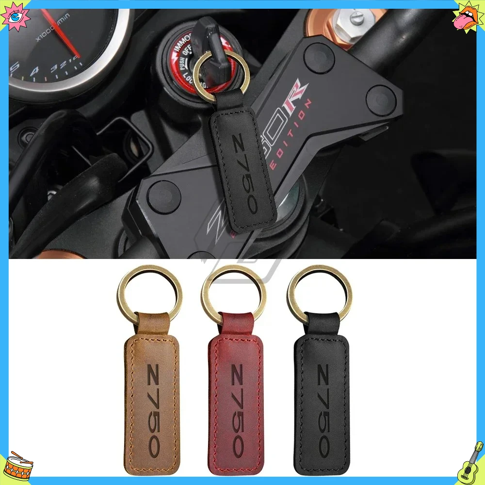 Porte-clés de moto en cuir de vache, pour modèles Kawasaki Z750 Ninja