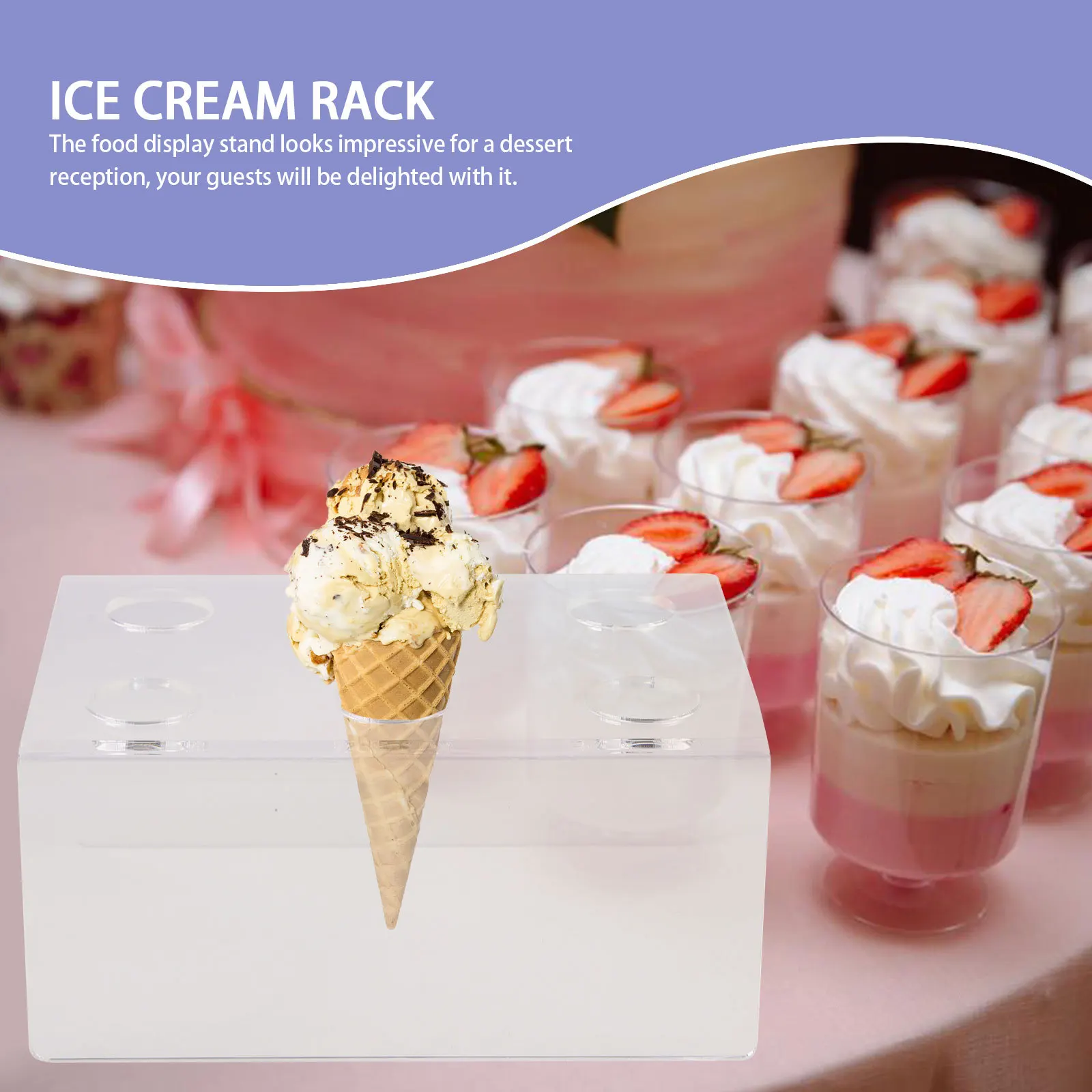 

Clear Acrylic Ice Cream Cone Holder Stable Base Multi-Hole Egg Cone Roll Stand Display Ice Cream Holder